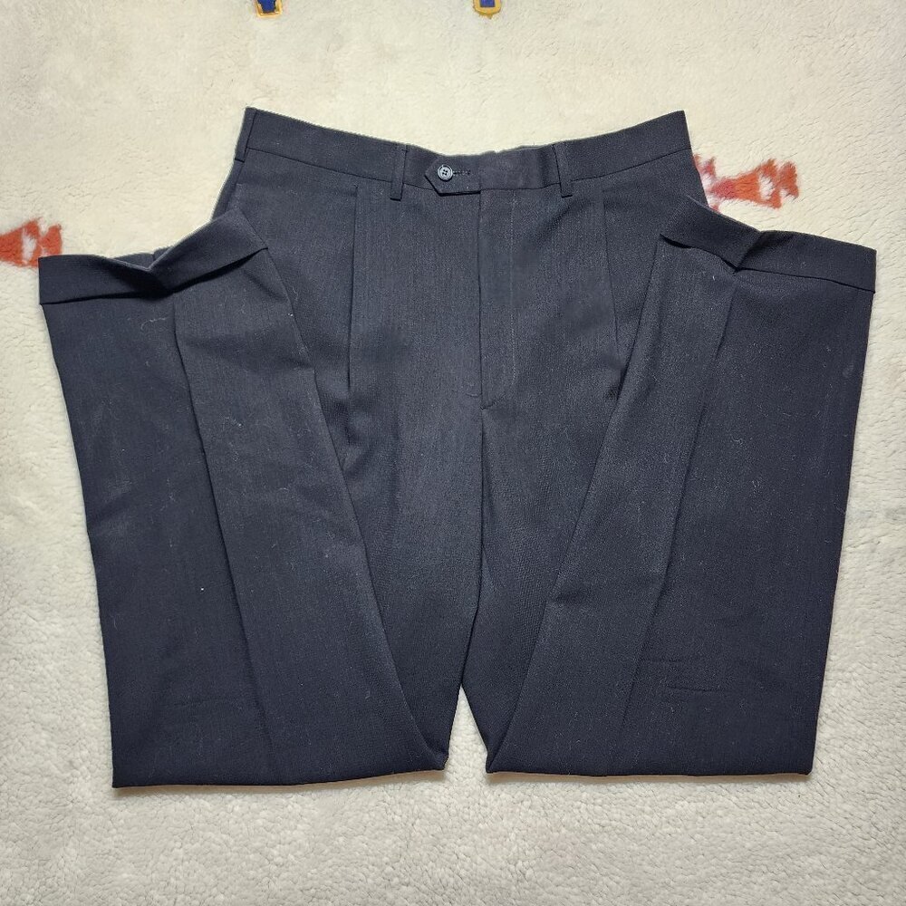 High Rise Straight Leg Pants Black 32 Lightweight Luxury Mohair Wool